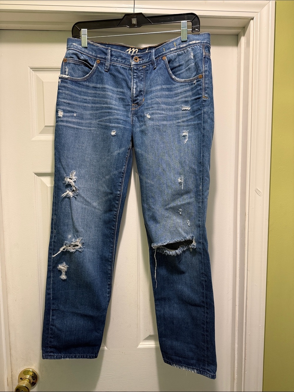 Madewell Mid Rise 100% Cotton Button Fly Distressed Jeans 28